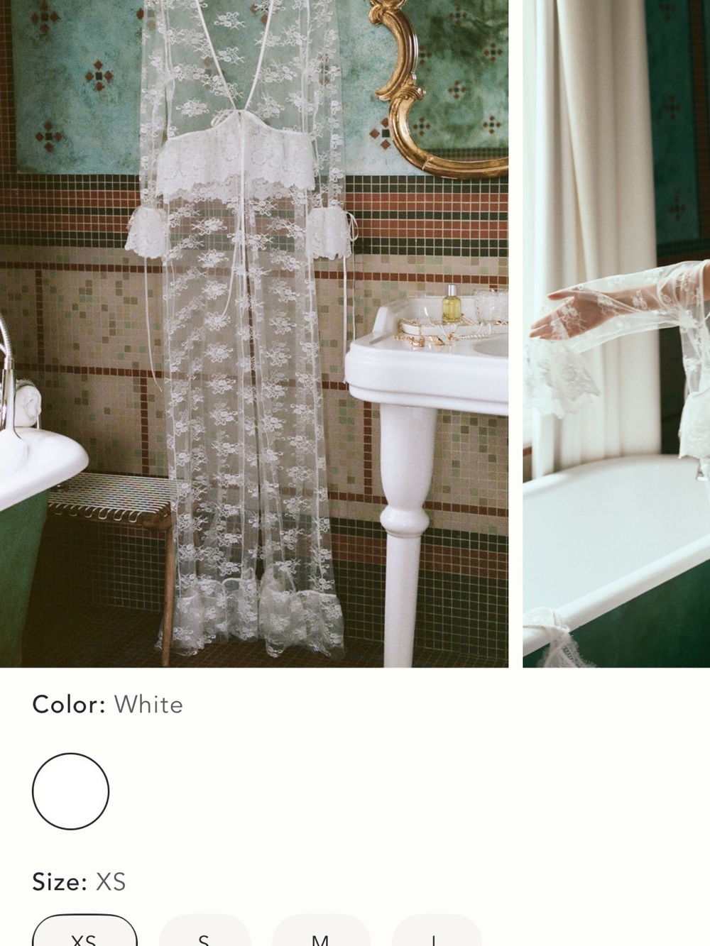 Sheer Lace Bridal Robe - White